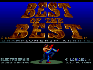 Best of the Best Championship Karate title screen for Super Nintendo